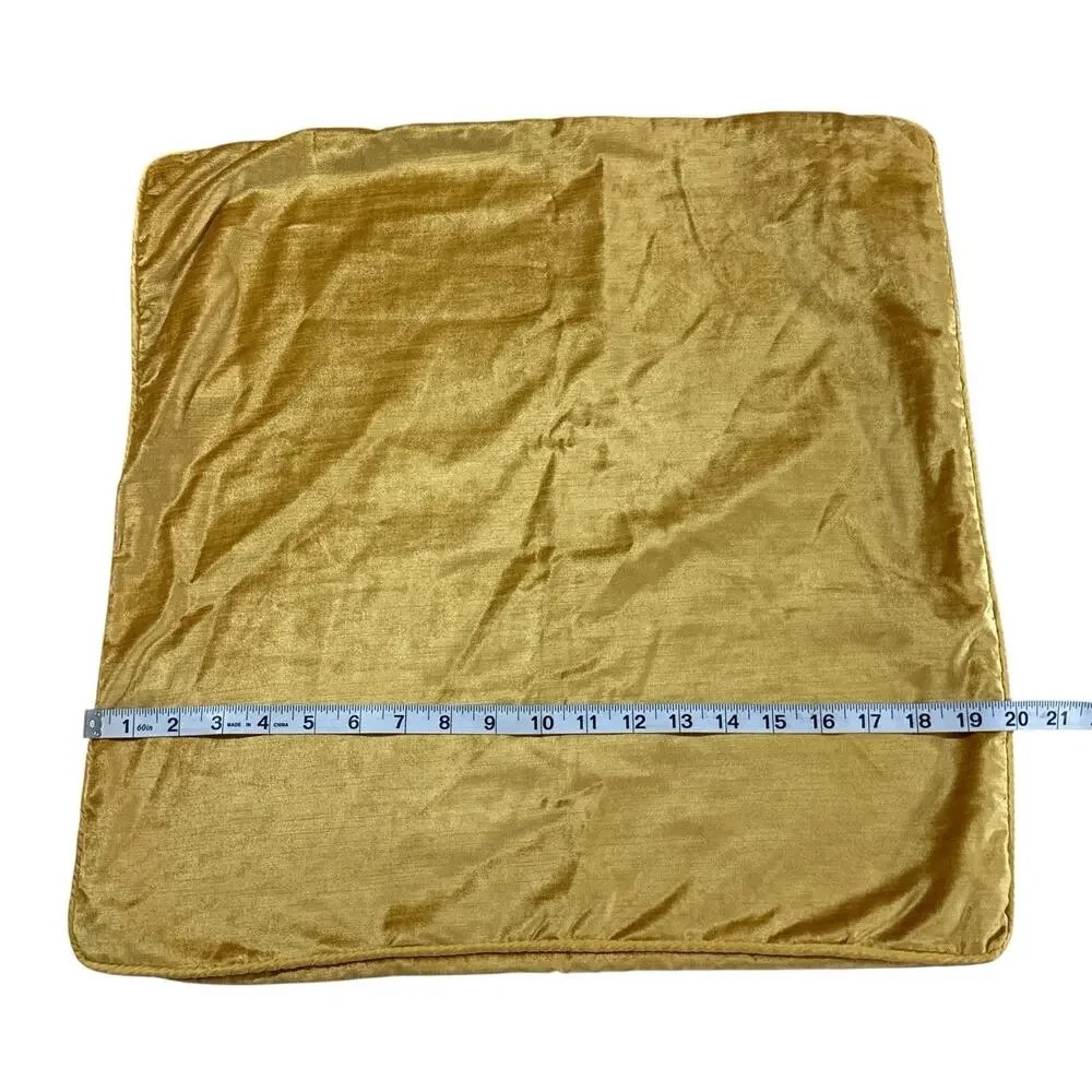 Pier 1 Imports Warm Gold Velvet Throw Pillow Cover 19x20 Decorative Accent